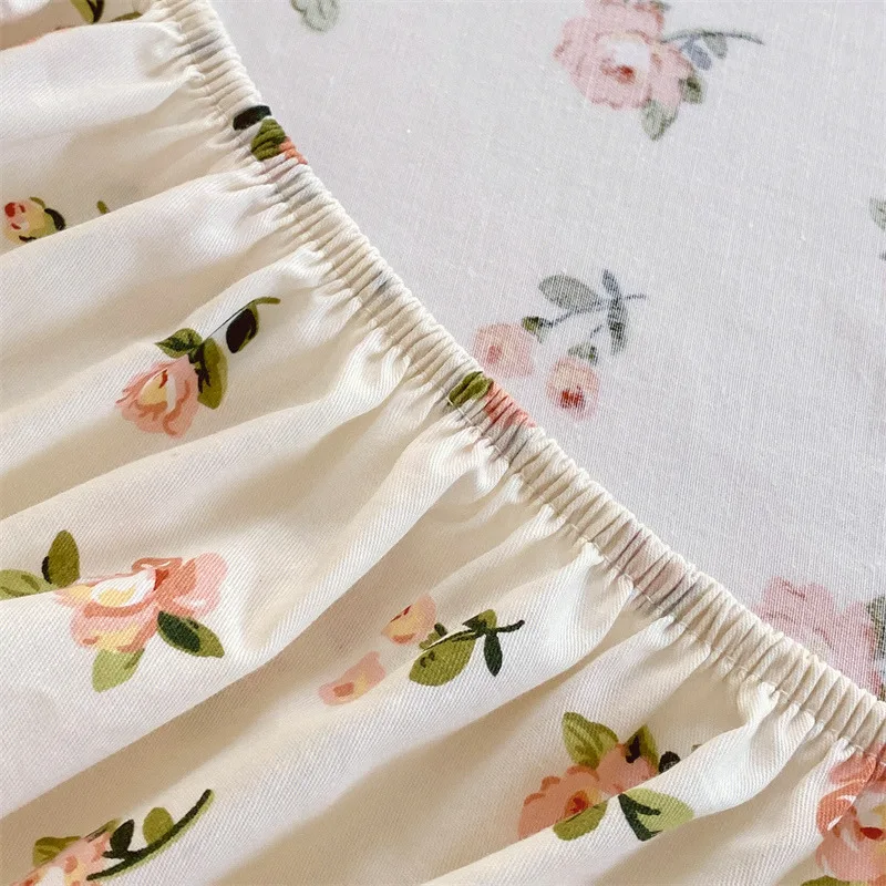1pc Bedsheet with Elastic Band Pure Cotton Fitted Cover Adults Kids Bed Cover Home Mattress Protector couvre lit (No Pillowcase) 5