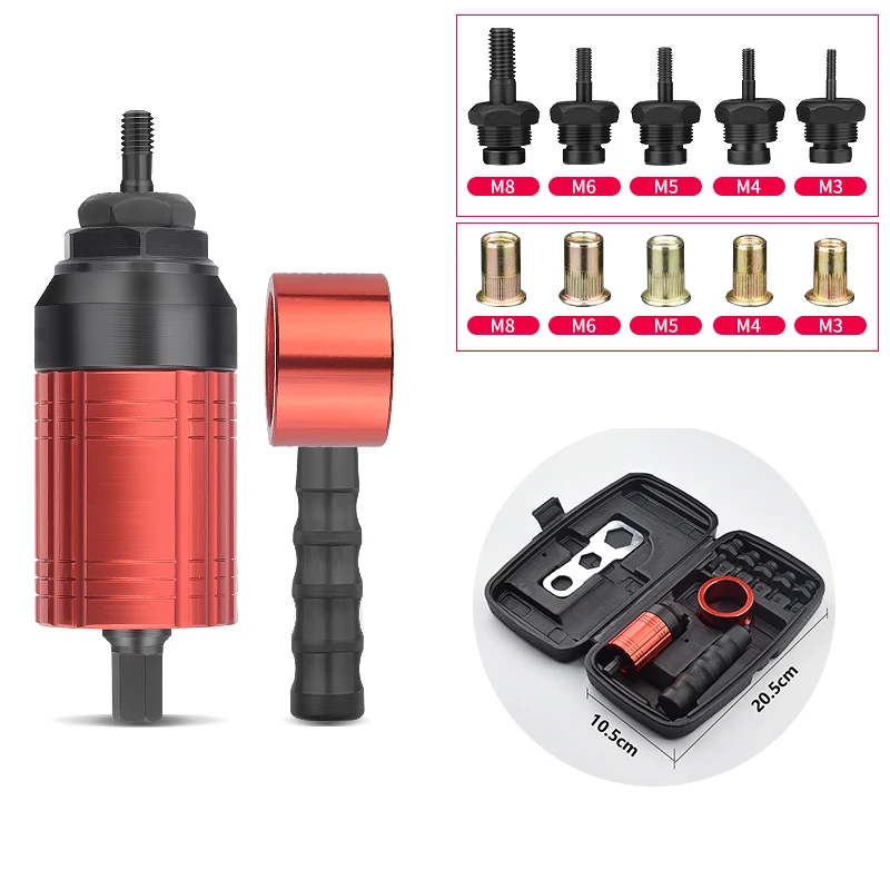 Electric Rivet Nut Gun M3 M4 M5 M6 M8 Cordless Riveting Electric Drill Adapter Tool Pull Rivet Gun Aluminium Nail