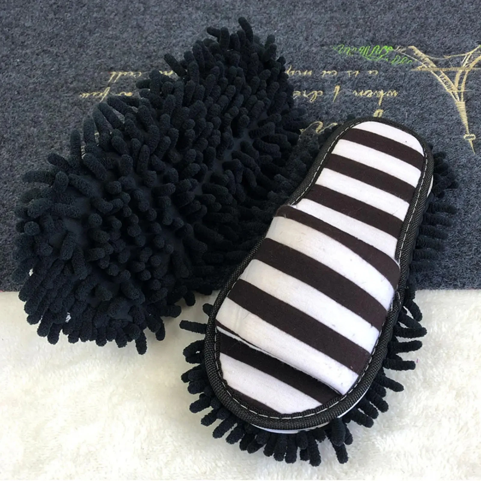 

0561 1 Pair Microfiber Dust Mop Slippers Lazy Quick Cleaning Floor Cleaning Slipper Washable Home Shoes Home Bathroom Cleanning