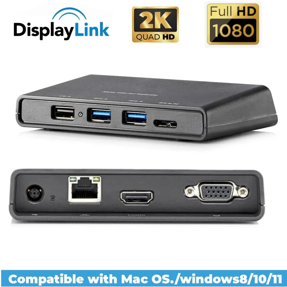 USB 3.0 HDMI互換のVgaドッキングステーション,プレイリンク付きUSBデバイス,3.0ビデオコンバータードッキングステーション,VGA,HDMI,rj45  USB USB