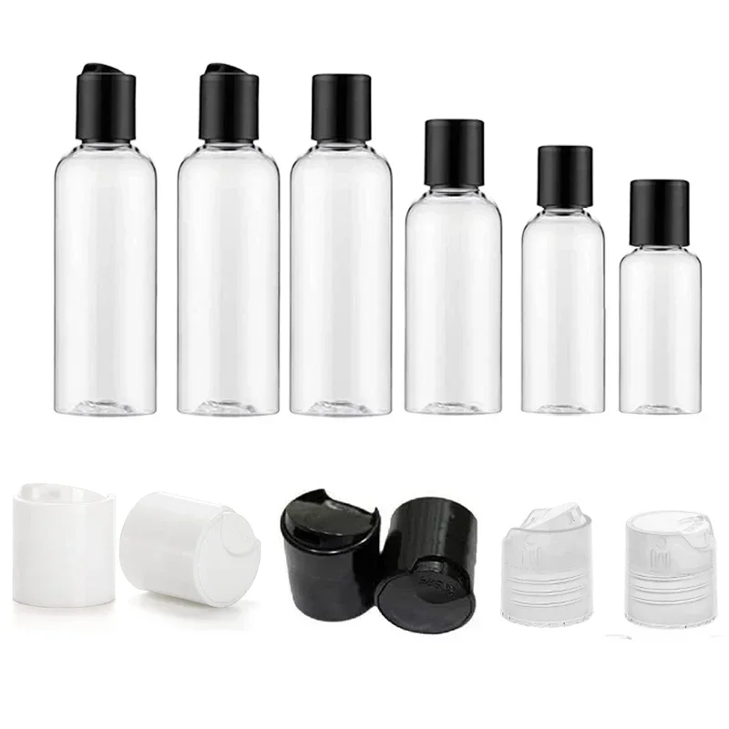 

10Pcs 30ml-100ml Portable Clear Plastic Bottles With Disc Top Flip Cap Refillable Containers For Shampoo Lotions Body Soap Cream