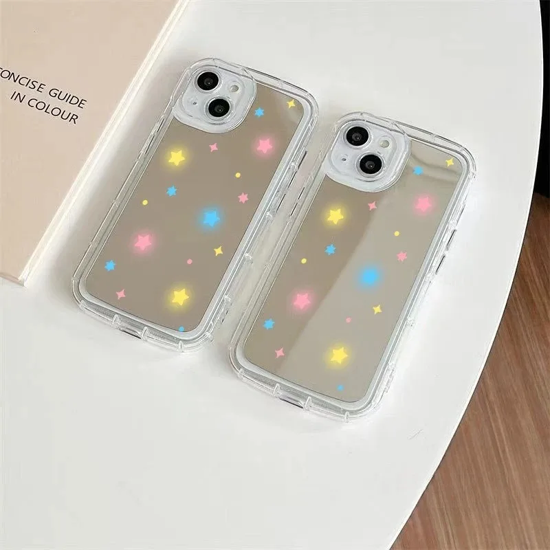 Colorful Stars Mirror Soft Clear Phone Case - Simple Design