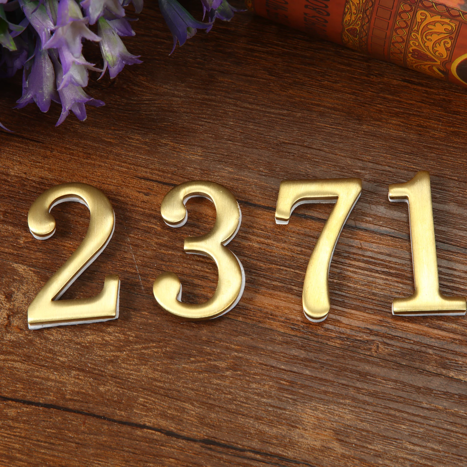 1 Stück Kupfer Hausnummer selbst klebende 3D-Ziffer Tür Plakette Hotel Home Aufkleber Adresse Briefkasten Etikett #0-9 Home Dekoration – Detail 3