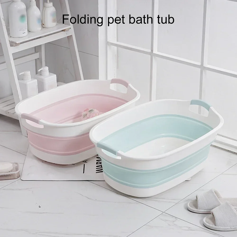 Collapsible Pet Bathtub Dog Cat Wash Tub Folding Baby Bath Tub Laundry Basket Storage Container Organizer Portable Space Saving