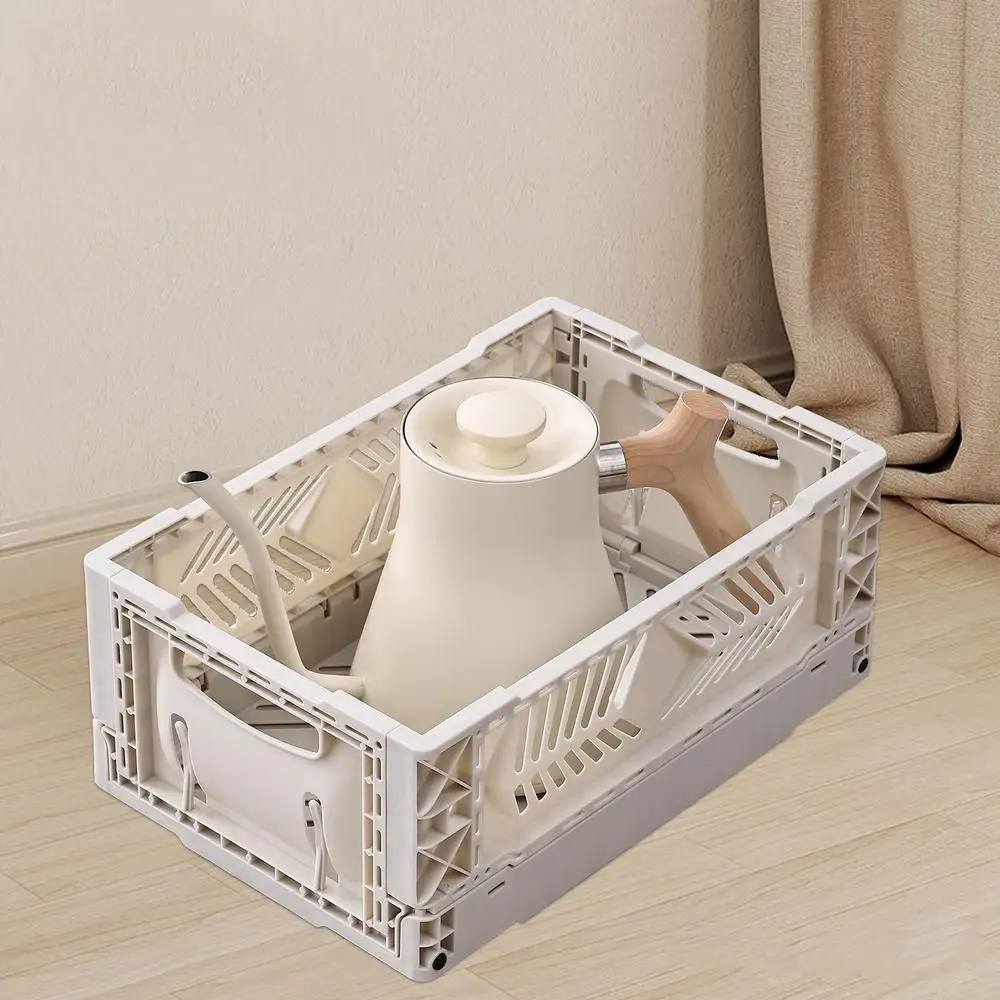 Description Picture 4 of item5L Folding Plastic Storage Box Storage Crate Stackable Desktop Cosmetic Basket Heavy Duty Utility Crate with Handles for toys