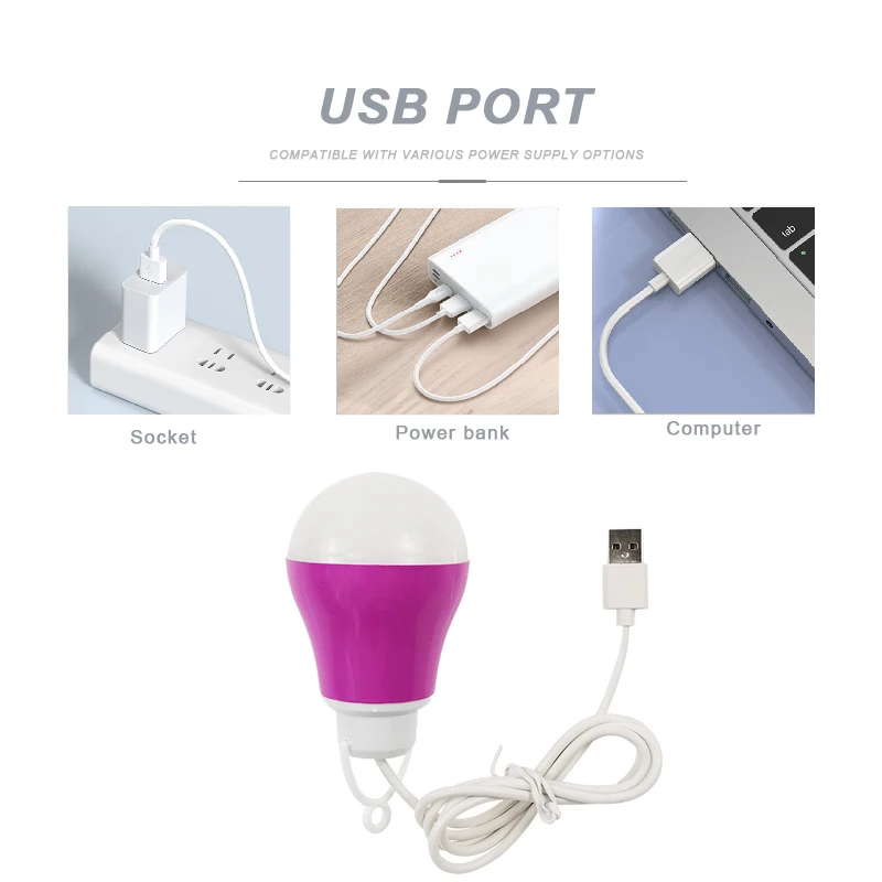 Colorful PVC USB Bulb Light portable Lamp LED 5730 for hiking camping Tent travel Work With Power Bank Notebook led light night light mini night light mini led light