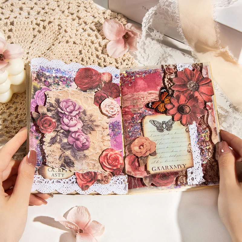 Yoofun 30sheets Elegant Flower Vintage Lace Material Paper Creative Scrapbookng Journal Collage Planner Decor Stationery Paper 5