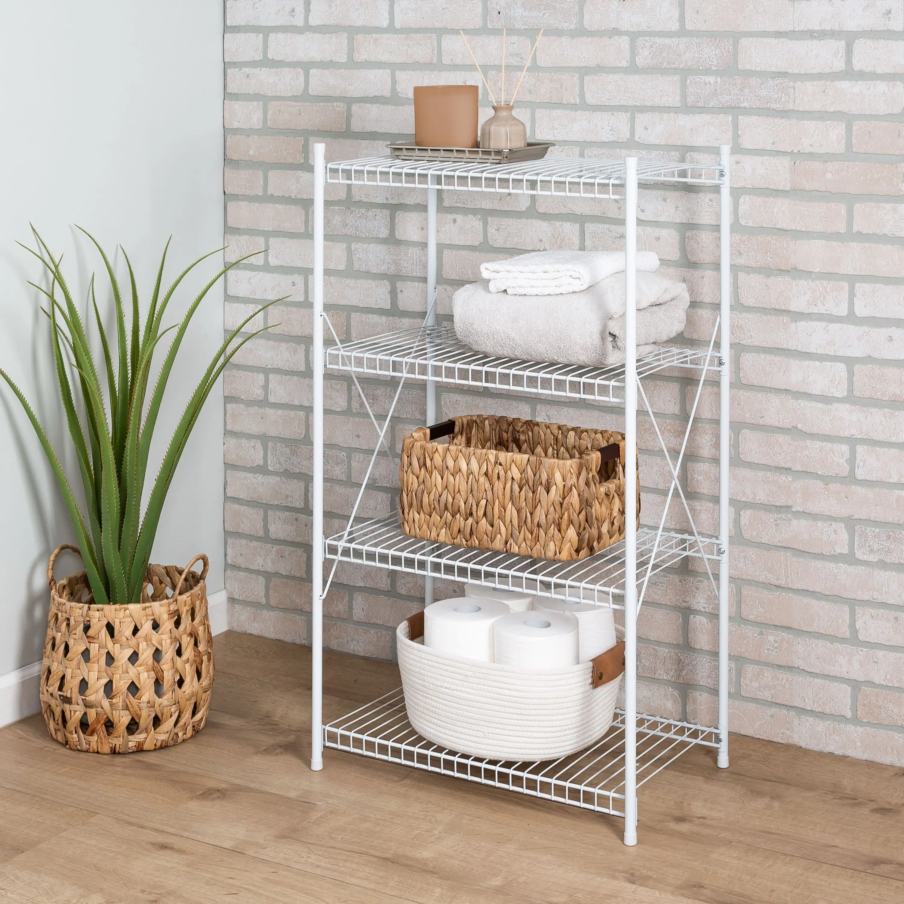 

Honey-Can-Do 4-Tier Steel Storage Shelf, White, Holds up to 22 lb per shelf