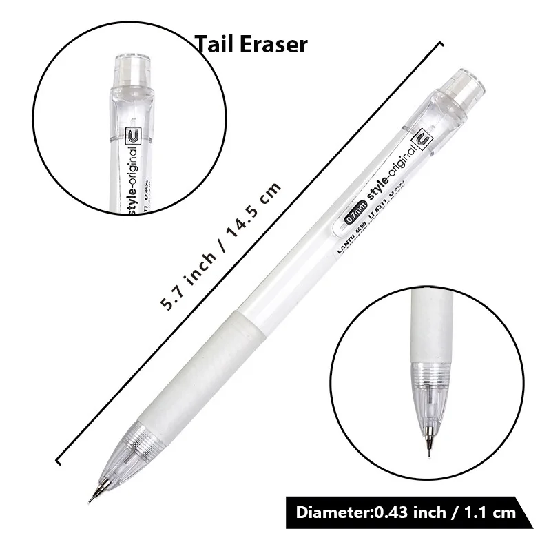 4 개/대 기계식 연필 편지지 Lapices 부드러운 고무 그립 0.5/0.7mm 쓰기 및 그리기 용 지우개가있는 학교 용품