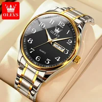 OLEVS 5567 Luxury Quartz Watch for Men Stainless Steel Date Week Display Clock Luminous Waterproof Mens Wristwatch Reloj Hombre