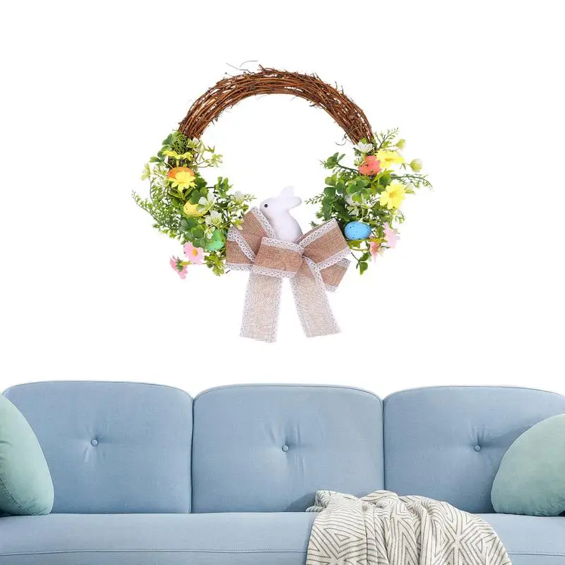 

Easter wreath Bunny egg garland Front door decor Indoor outdoor decoration Farmhouse style Indoor outdoor wreath Easter decor