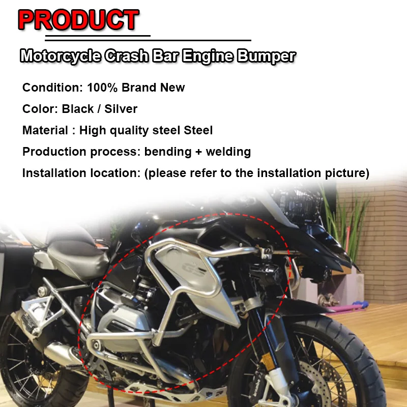 Motorcycle Accessories Fit For BMW R1200GS R1200 GS R 1200GS R 1200 GS 2013-17 Motorcycle Upper&Lower Bumper Crash Bar Engine Guard Protector