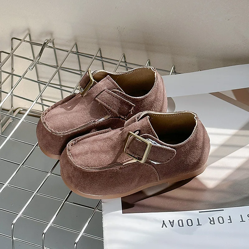 Children's casual Boken shoes, boys' retro single shoes spring new item, girls' frosted leather soft sole Korean version