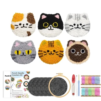 Cat Punch Needle Coasters 1