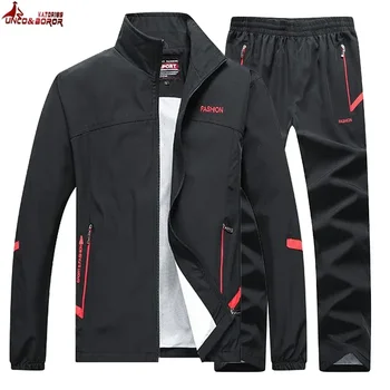 Abbigliamento sportivo da uomo autunno set da 2 pezzi tuta sportiva giacca da uomo + pantalone tuta da uomo Jogging pallacanestro allenamento tuta abbigliamento 1