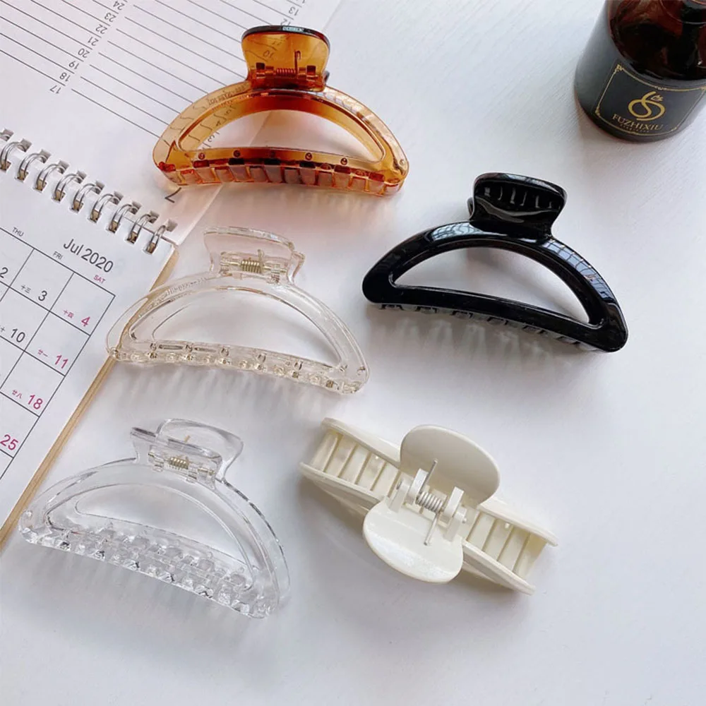 Semplice Vintage Disk Hair Hollow Acrilico Sectored Hair Claws Ponytail Holder Hair Grab Clip