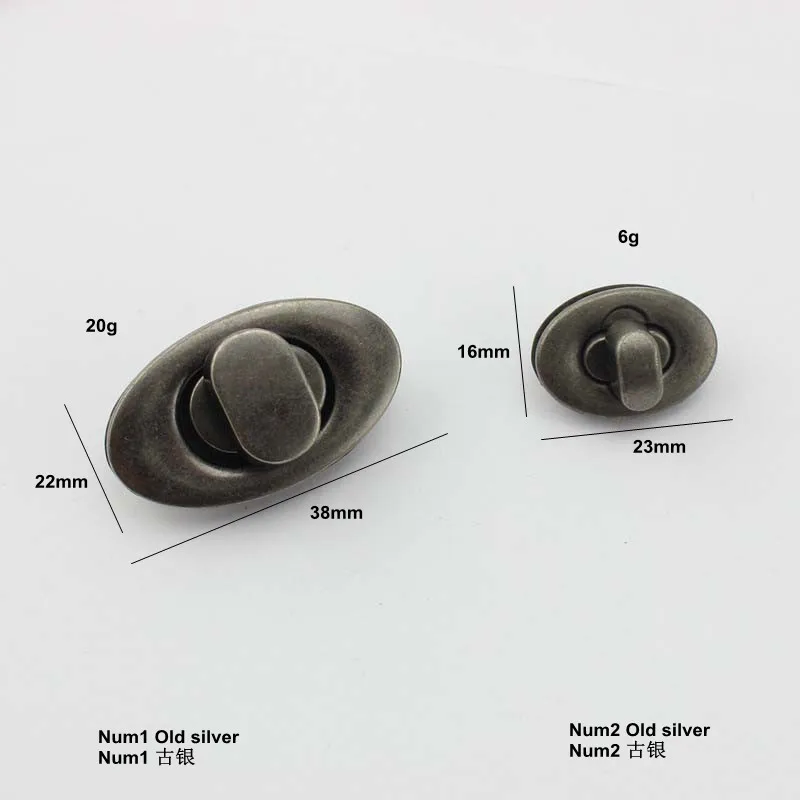 5-20sets 38X22mm 23X16mm Retro old silver ellipse twist turn lock metal twistlock for handbags factory hardware