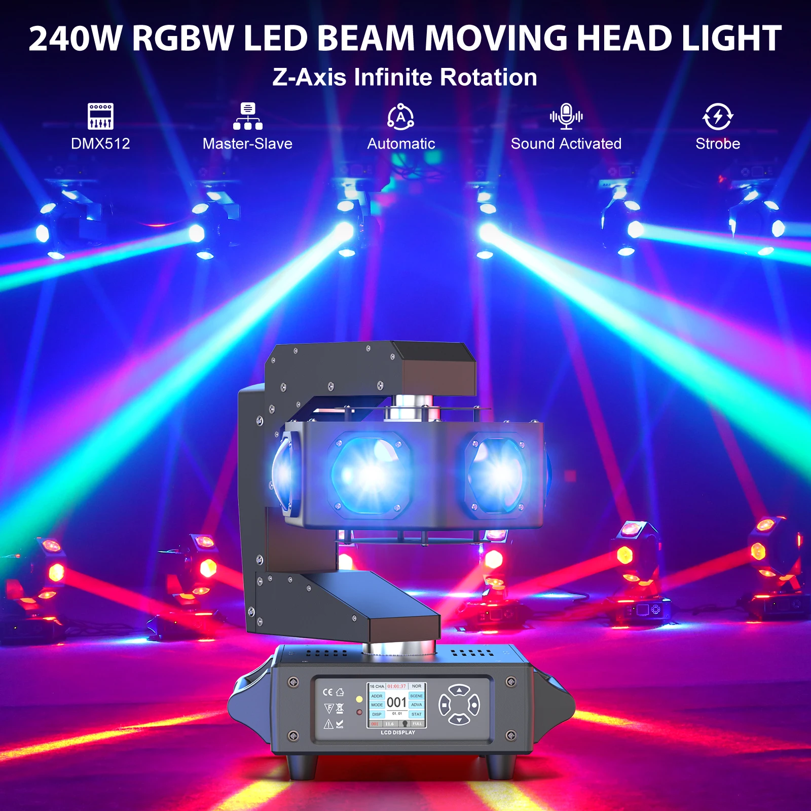 U`King 60W Moving Head Lights, White Moving LED DJ Lights RGBW Stage Light with Remote 8 GOBO 8 Pattern Spotlight by DMX 512 Controlled 9/11 Channel for Church KTV Club Concert U`King 60W Moving Head Lights, White Moving LED DJ Lights RGBW Stage Light with Remote 8 GOBO 8 Pattern Spotlight by DMX 512 Controlled 9/11 Channel for Church KTV Club Concert