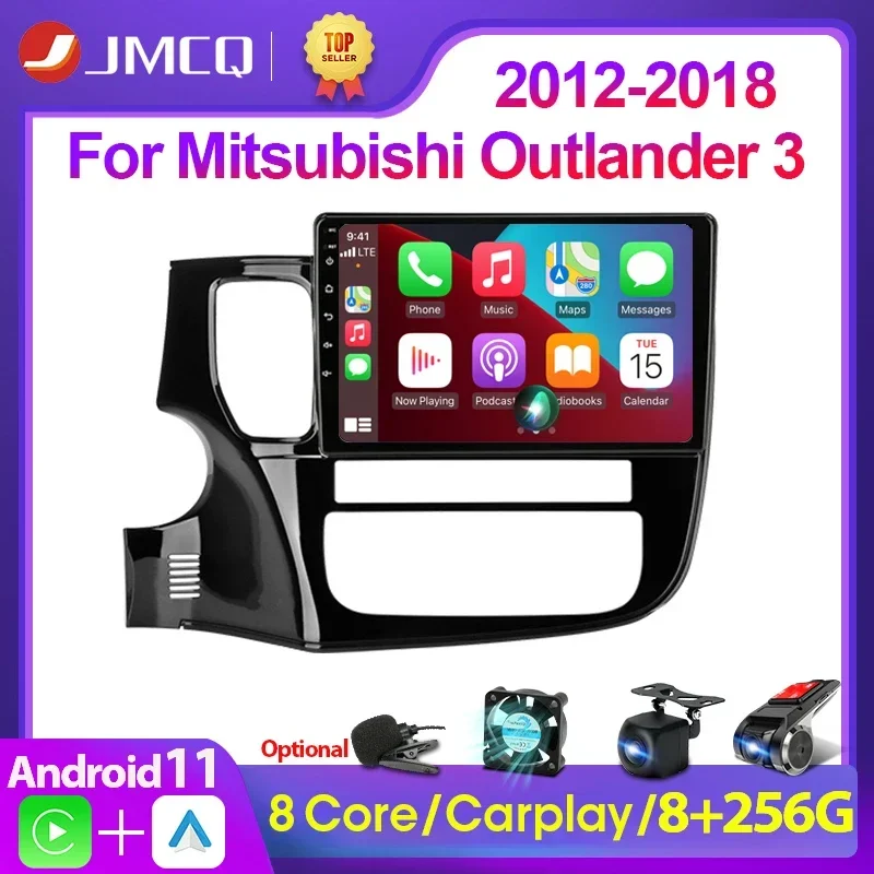 

JMCQ 2Din Car Radio For Mitsubishi Outlander 3 2012-2018 Stereo Multimedia Player Android 11 4G GPS Navigation Head Unit Carplay