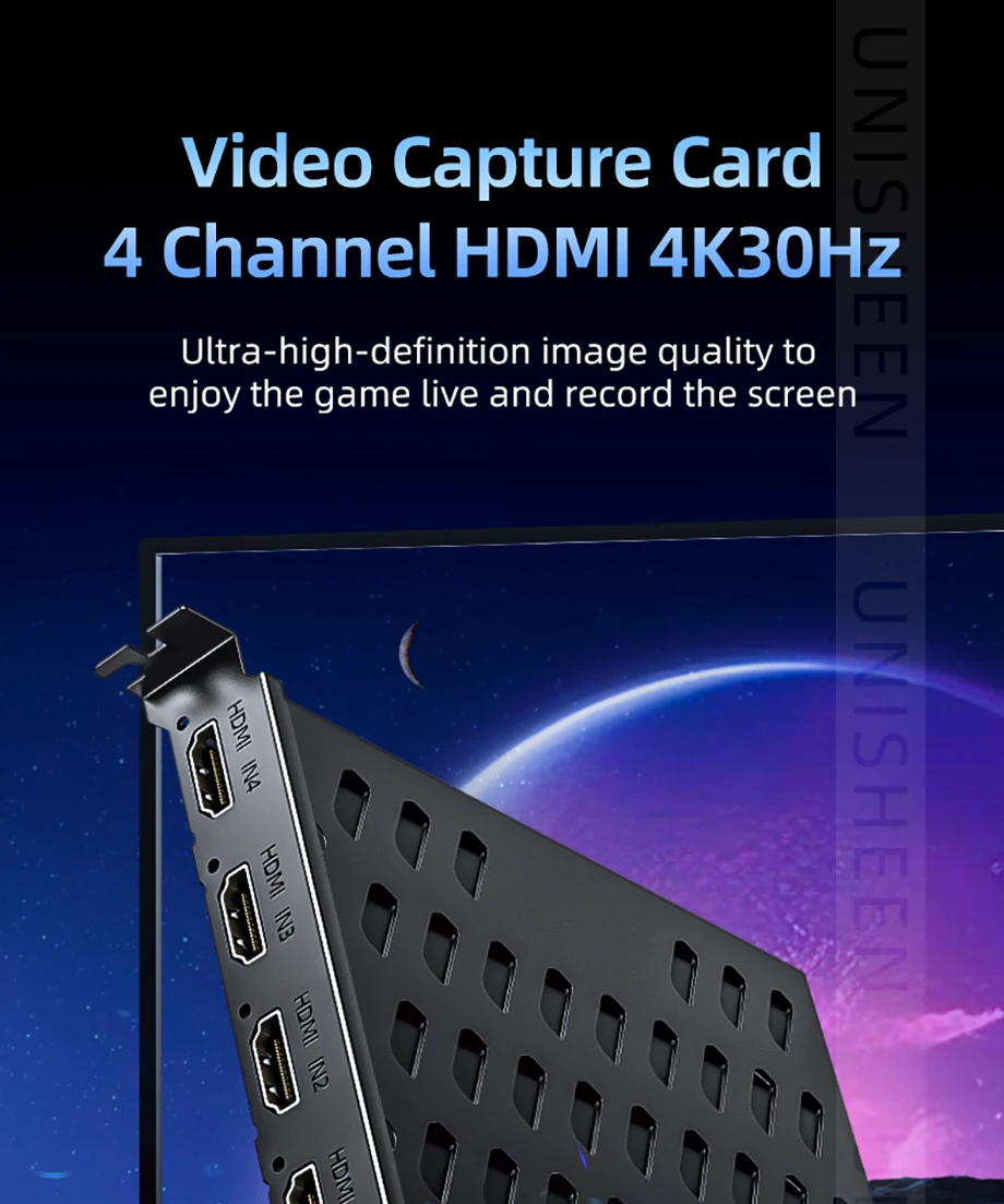 4Channel 2160p OBS Vmix Wirecast Streaming Quad HDMI Broadcast PCI Express UHD V