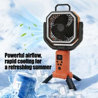 Ventilateur de camping portable 30000mAh avec lumière, 4 vitesses de vent, support trépied extérieur, 3 lumières LED à intensité réglable, recharge USB, ventilateur de bureau 5