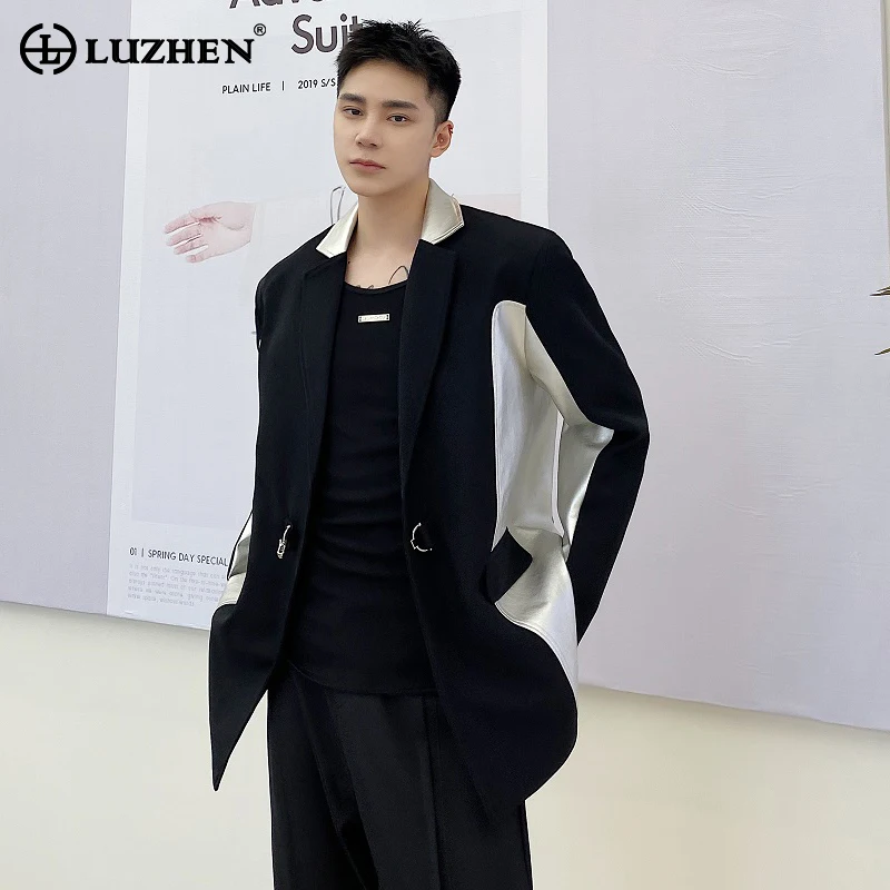 

Весна 2024, новый модный элегантный повседневный Блейзер LUZHEN, высококачественный мужской пиджак с металлической пряжкой в уличном стиле, Дизайнерская куртка LZ1256