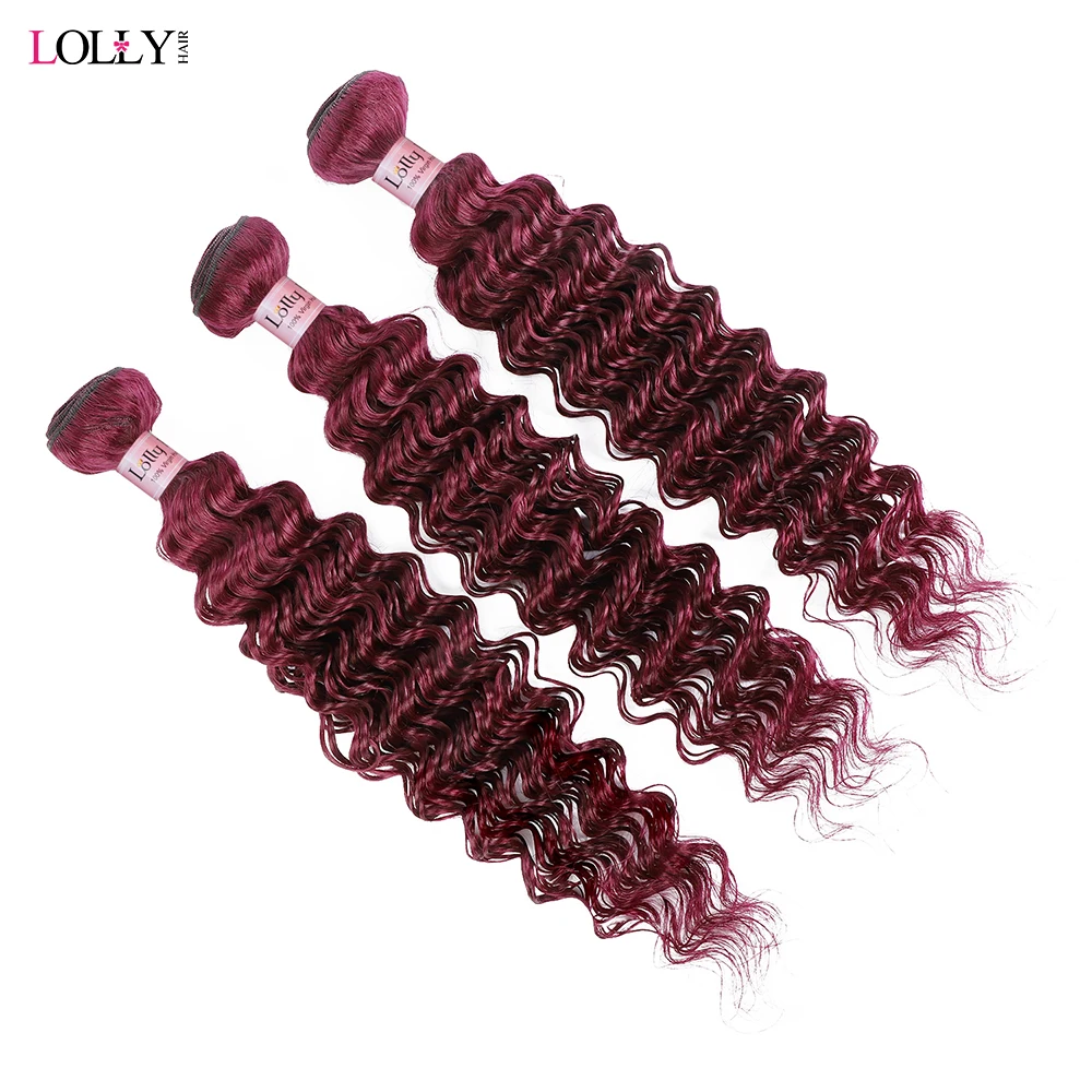 99j Burgundy Deep Wave Bundles Colored Human Hair Bundles Brazilian Remy Hair Extension Curly Weaves 1/ 3/4 Pcs human hair extensions