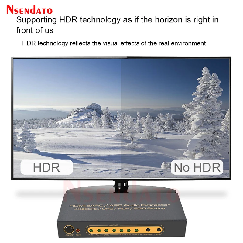 UHD HDMI eARC ARC Audio Extractor 4K 60Hz For Dolby Atmos Vision eARC ARC HDMI Audio Extractor For DTS EDID AC3 LPCM TV PS4