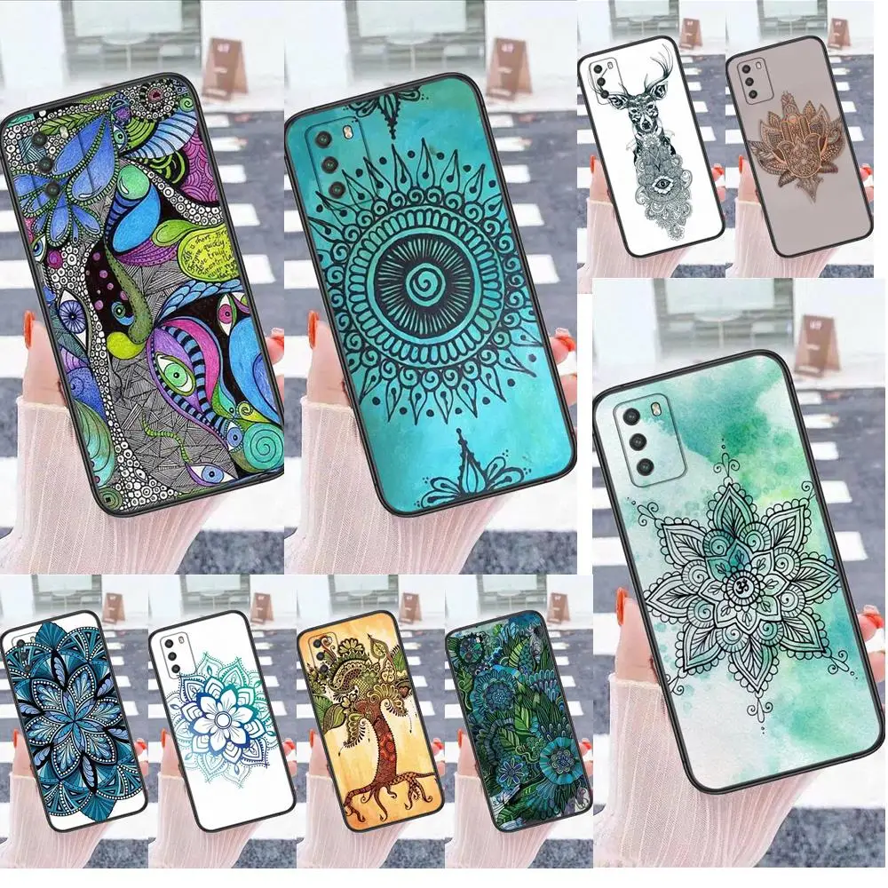 Future Black Waterproof Silicone Flower Mandala Per Galaxy S30 S21 S20 Fe S10 S10E S9 S8 S7 S6 Edge Lite Plus Ultra