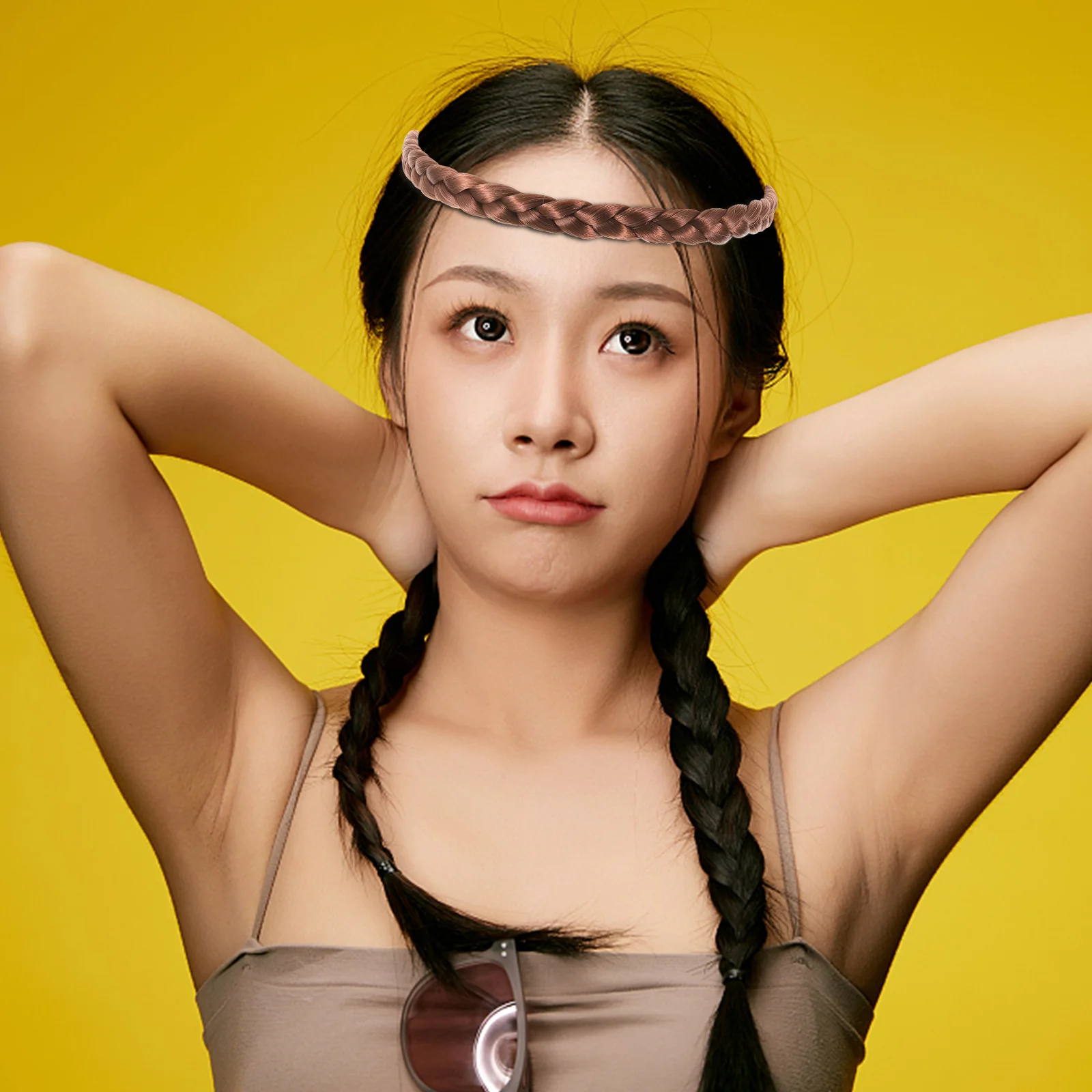 Synthetic Hair Band Elastic Headband for Women Girls Wide Braids Fashion Hoop Eye-catching Hairband