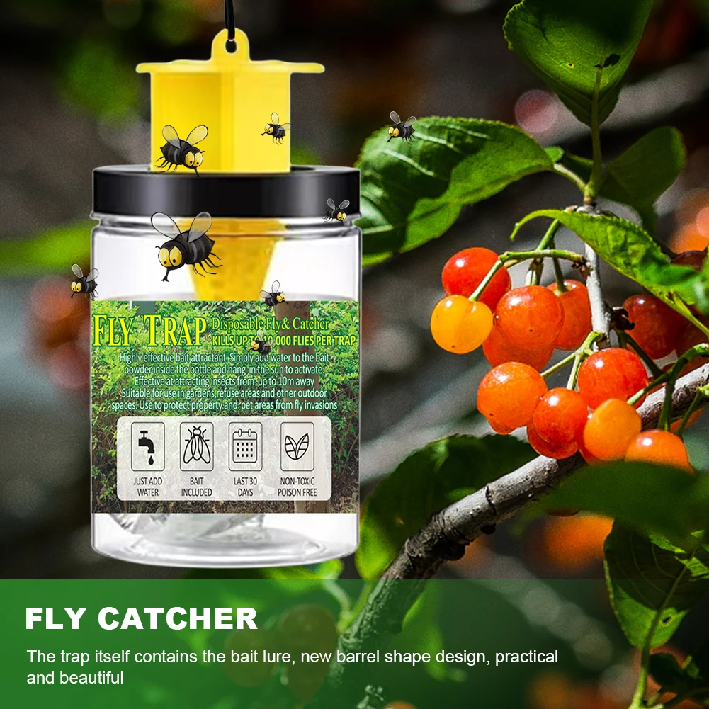 Fly Bag Trap PP+Wire Chain Hanging Flytrap Cage Non-Toxic And Non-Hazardous for Canteens/Restaurants/Toilets/Rubbish Rooms