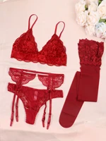Varsbaby Ensembles de soutien-gorge en dentelle pour femme Soutien-gorge non rembourré Bas jarretelles Sous-vêtements d'été Lingerie sexy 1