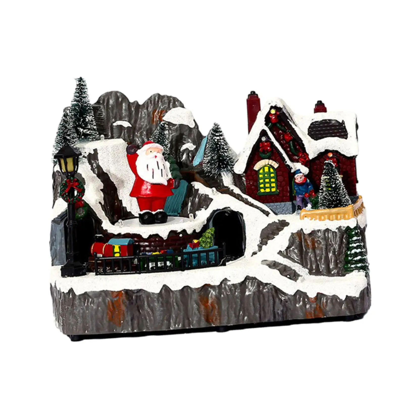 Christmas Music House Decorations Luminous House House Figurine Ornament for Tabletop Home Bedroom Indoor Holiday
