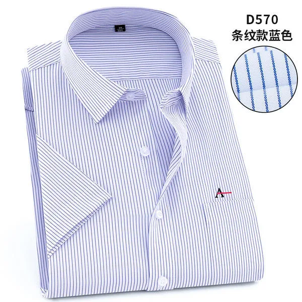 Camisa Formal Slim Fit Masculina de Manga Curta, Sólida Roupas de Escritório, Camisa Branca Lisa Designer, Plus Size, Verão, conjunto de camisa havaiana de manga curta masculina calção para praia cor sólida nova moda verão 2 peças