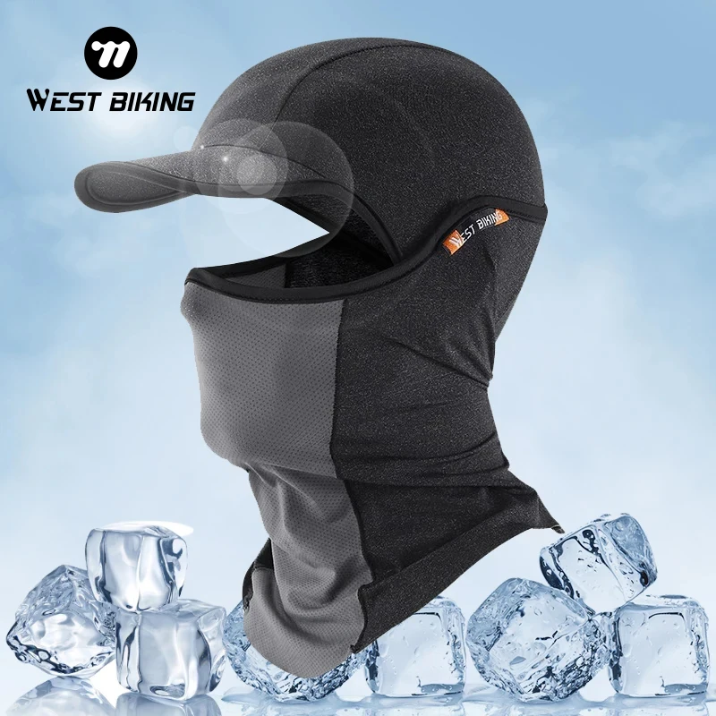WEST BIKING Summer Cool Cycling Caps Sun UV Protection Full Face Balaclava MTB Bike Motorcycle Helmet Hat Fishing Hiking