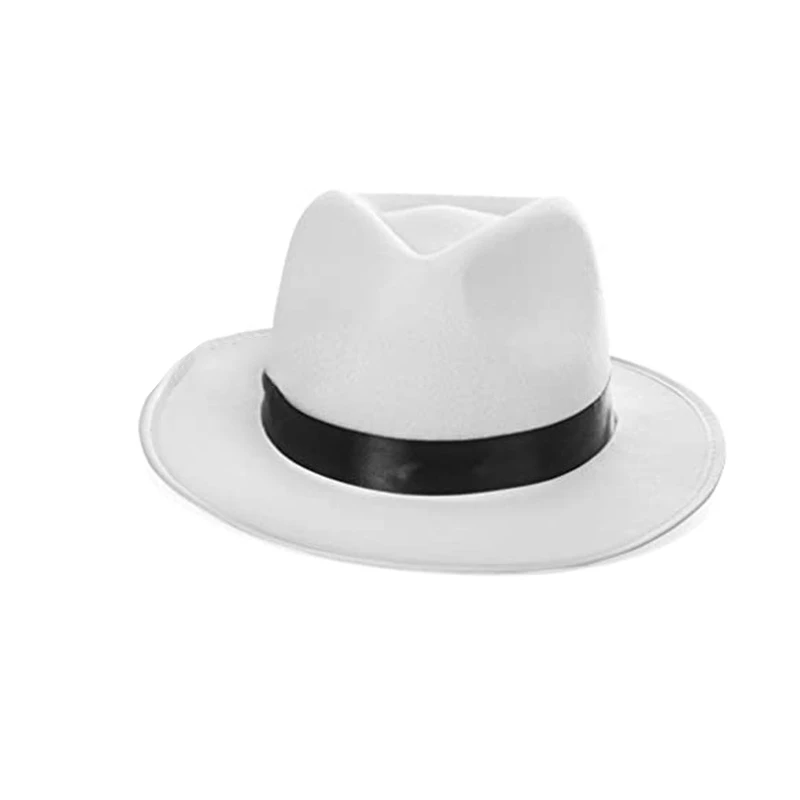 Men Cowboy Hat, Vintage Wide Brim Ribbon Jazz Hat Western Cap Party Hat for Cocktail