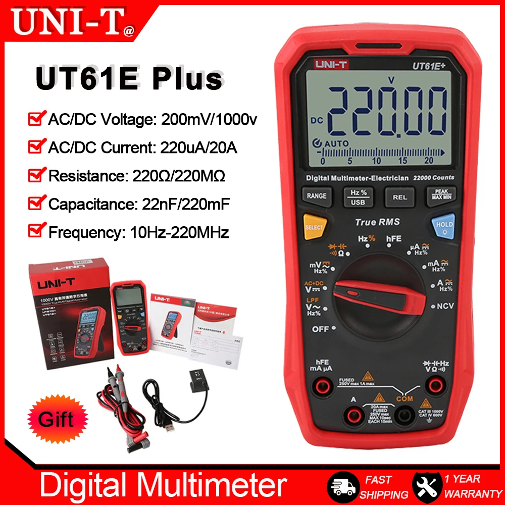 UNI-T-UT61B-UT61D-UT61E-Plus-Multimeter-Analog-Digital-Electrical ...