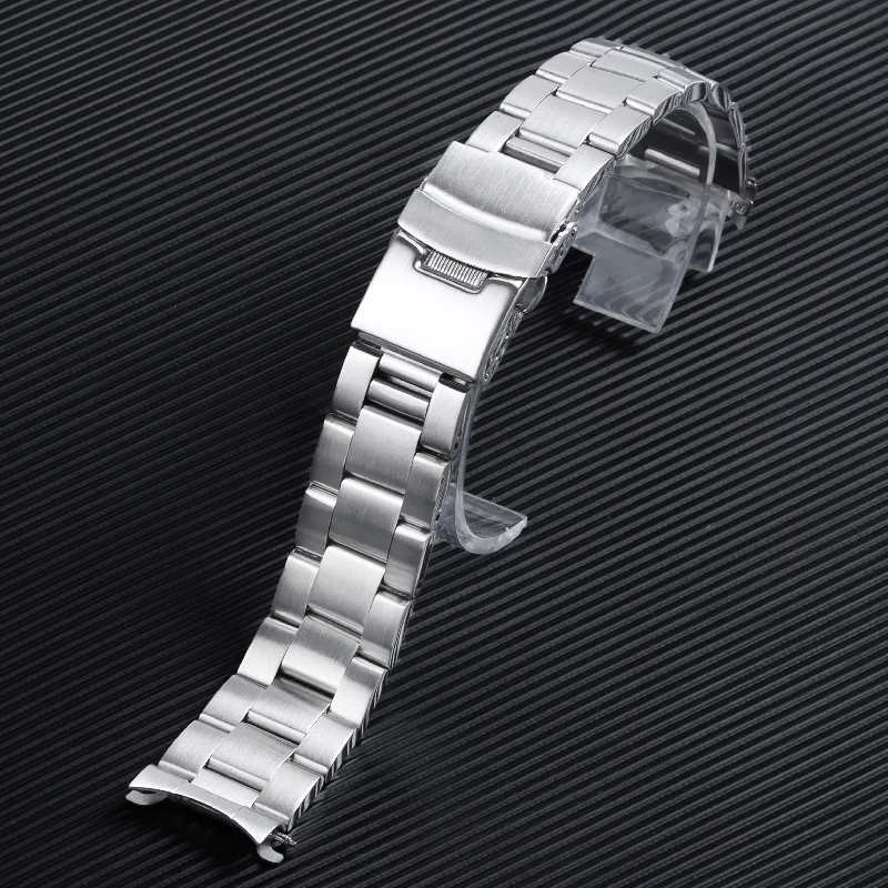 Sleek Solid Stainless Steel Arc Flat End Watchband
