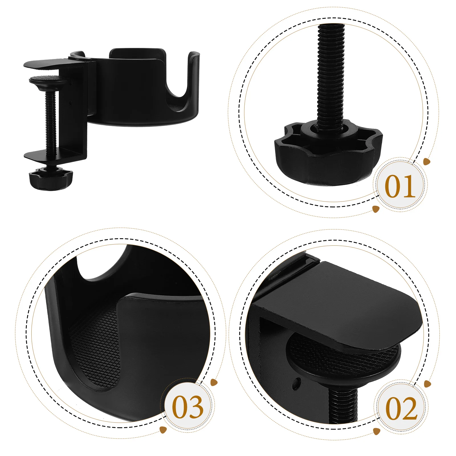 Deskside Water Cup Holder Table Stand Clip on Automatic for Holders Black Bottle Travel