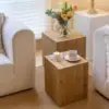 Tree Stump End Table Set of 2, Multiple Styling Layout with Wood Tree Ring Pattern, Natural Wood Color 1