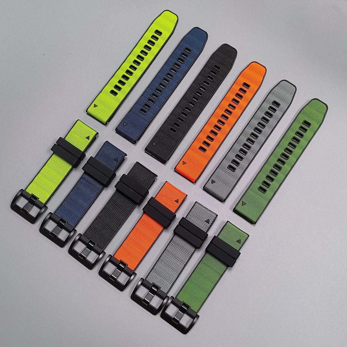 Enhanced Silicone & Nylon Watch Strap - QuickFit 22 26mm Band