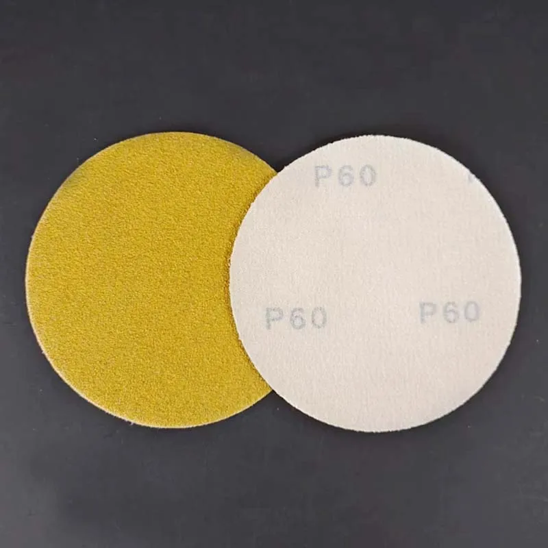 5인치 건식 연마 사포 125mm 황색 플로킹 디스크 사포 구멍 없음 연마 및 광택용