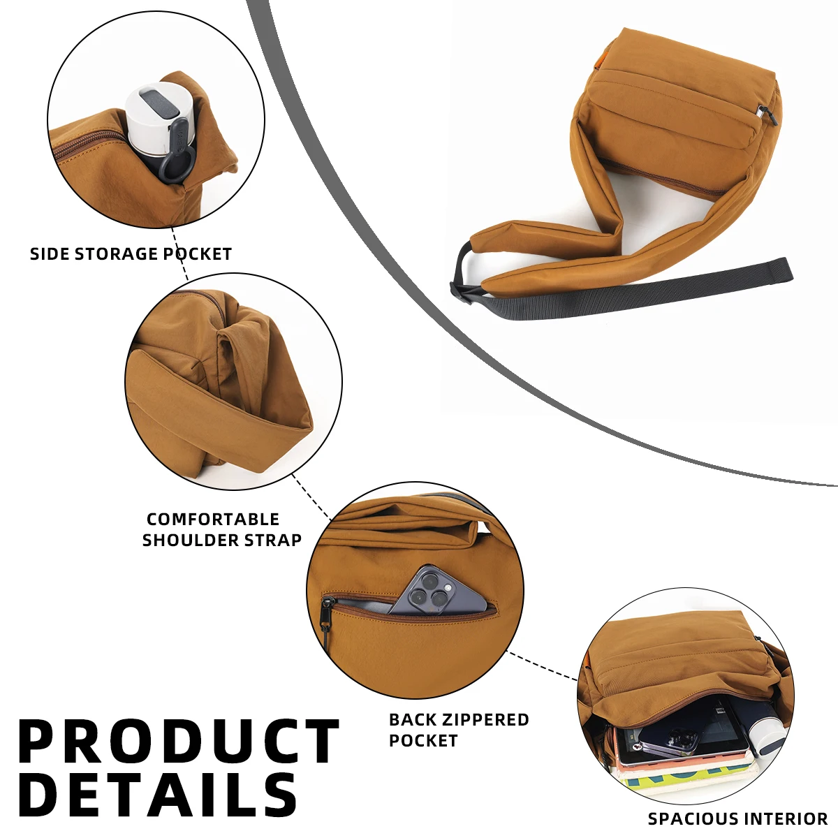 Crossbody Bag for Men, Large Capacity Student Canvas Shoulder Bag, Chest Bag, Commuting Cycling Waist Bag, Mobile Phone Bag, Portable Small Shoulder Bag