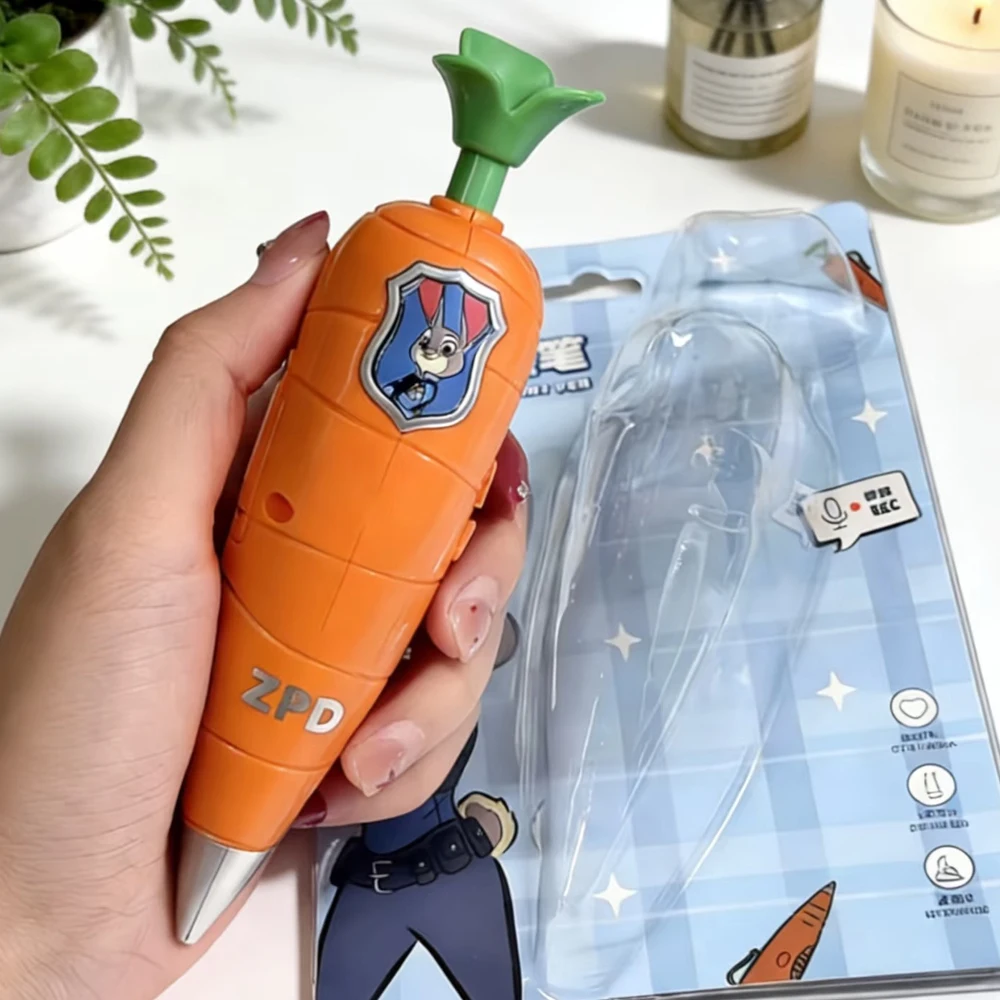 Zootopia 2 Carrot recorder pen 60-Second mini recorder 2-in-1 Judy & Nick themed kids&rsquo; movie cosplay prop & gift