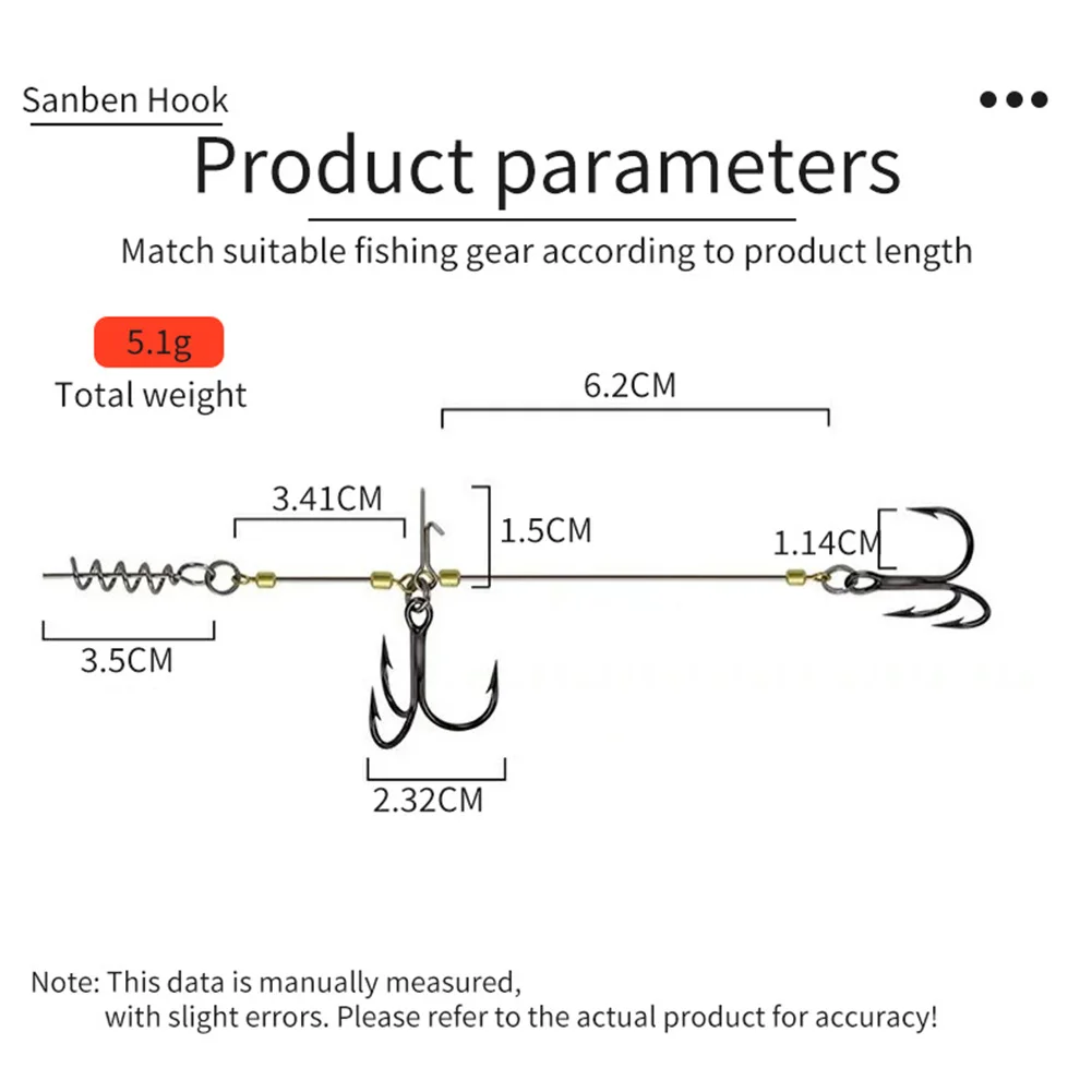 Stinger Fishing Rig Hook Fishing Hook Pike Stinger Rigs Multi-Depth Screw Rigging Kit for Soft Bait Fishing Lure Swimbait