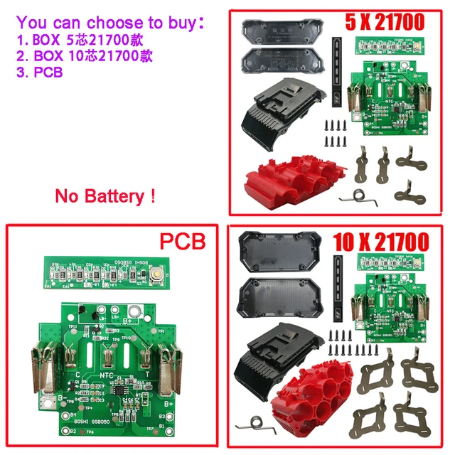 21700 BAT618 Li-ion Battery Plastic Case PCB Charging Protection Circuit  Board Shell For Bosch 18V BAT610 BAT609 BAT618G BOX - AliExpress