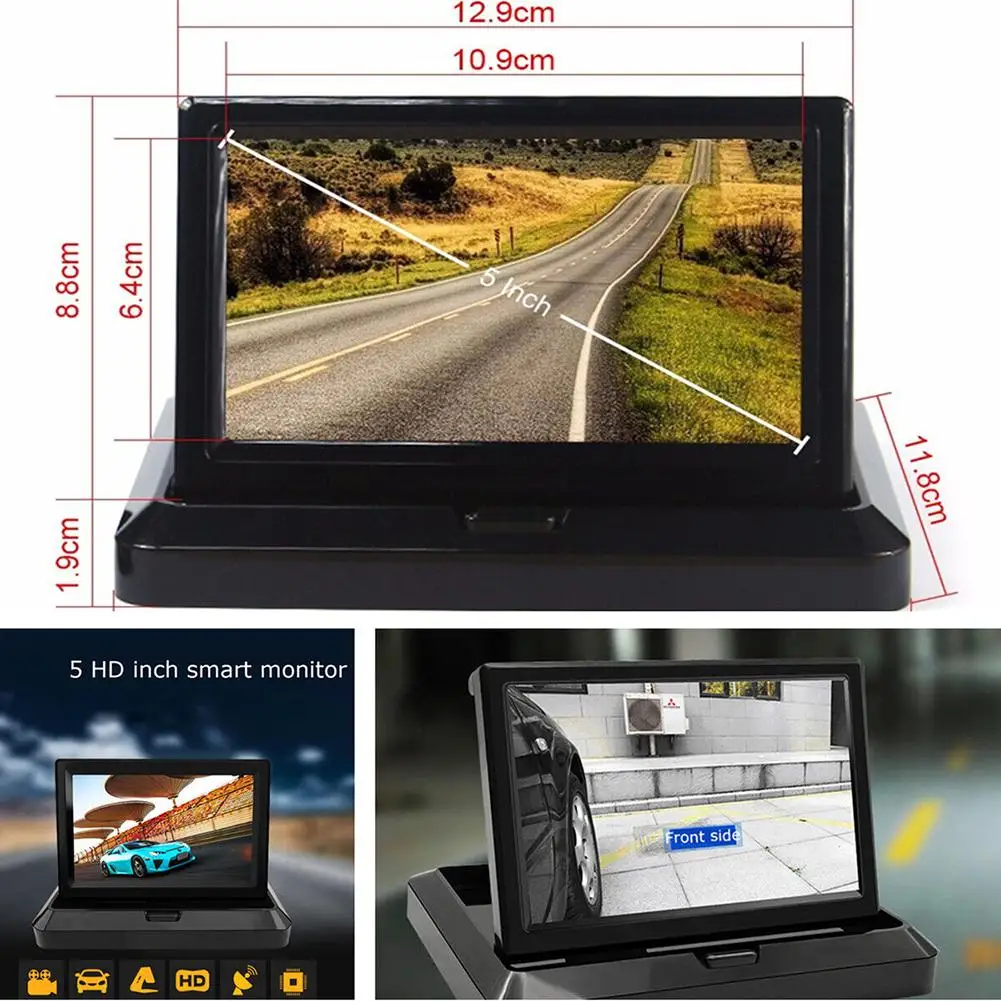 Car Monitor Display 5 Inch TFT 4:3 Two-way AV Input Foldable Screens for Reversing Rearview Backup Camera CCTV car display monitor display car parking monitor