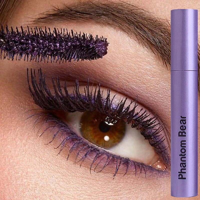 컬러풀 5D 실크 섬유 마스카라, 두꺼운 컬링 얼룩 방지, 빠른 건조, 오래 지속되는 블랙 다크 브라운 퍼플 마스카라, 아이 메이크업 화장품 