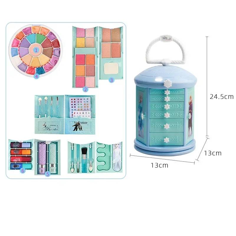Disney Anime Film Frozen Elsa Anna Princess Cosmetic box cosmetic case Nail polish Lipstick Eye shadow sets kids girl gift 5