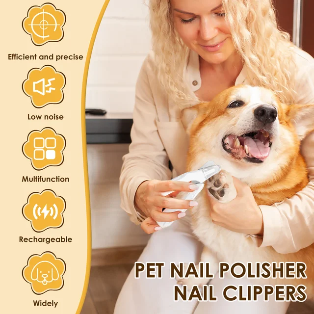 2 in 1 Pet Nail Grinder and Clipper Cat Dog Grooming Tool with LED Lights and Splash Guard USB Rechargeable Cat Dog Nail Trimmer 6
